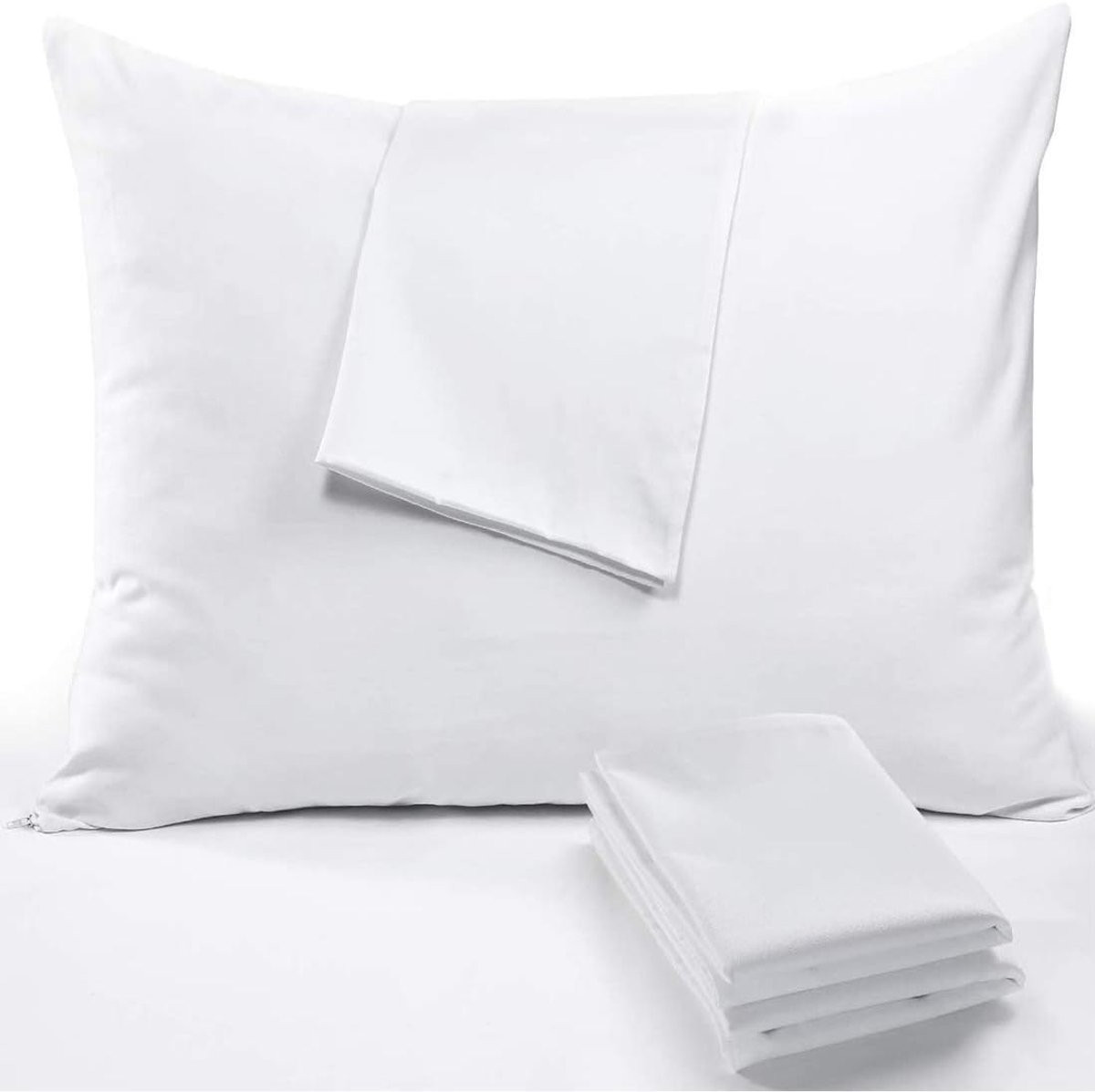 SnelShoppen Waterdichte Kussenbeschermers 2 stuks, Wit Polyester, 65 x 65 cm
