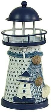 Inspired Deals Mediterranean Lighthouse Candle Holder Iron Candlestick For Nautical Home Decor tower