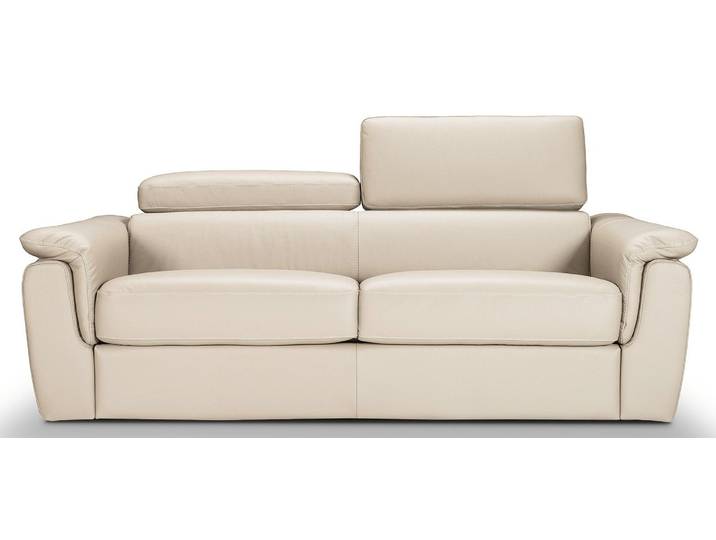 PERLA - Canapé Convertible 4 places - Cuir, Beige