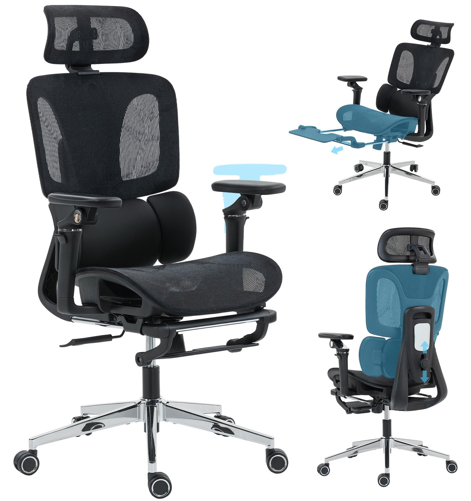 HOMCOM ergonomische bureaustoel met verstelbare 6D-armleuningen