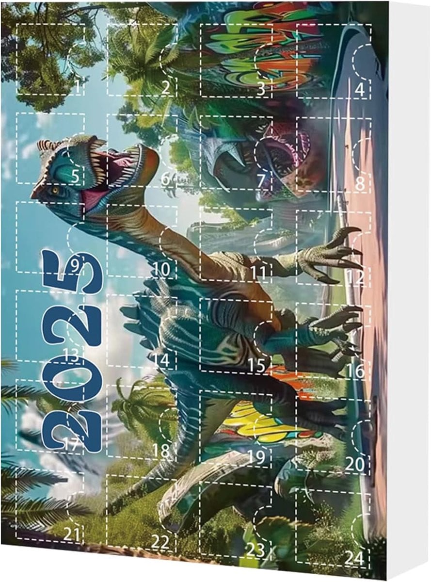 Kalender Tellen December Kalender met Dinosaurus Thema en 24 Boxen - Model A