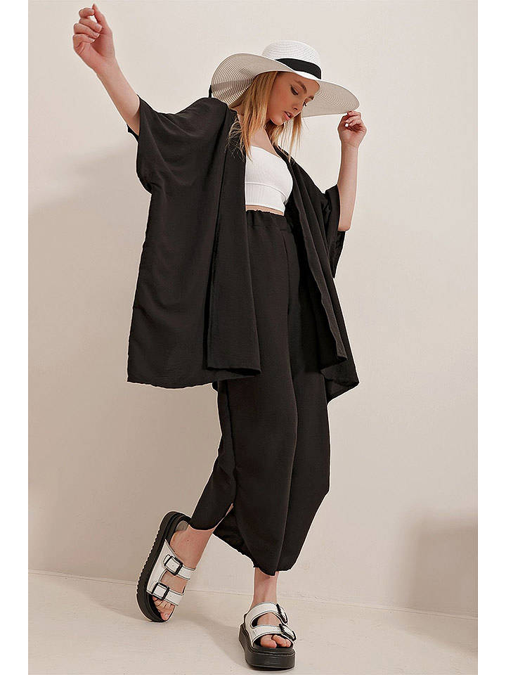 Trend Alacati 2tlg. Outfit "Trend Alaçat Stili" in Schwarz - onesize