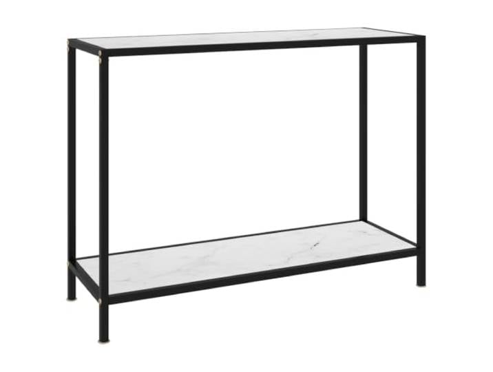 Heofavd Konsolentisch Weiß Schwarz 100x35x75 cm Hartglas Metall
