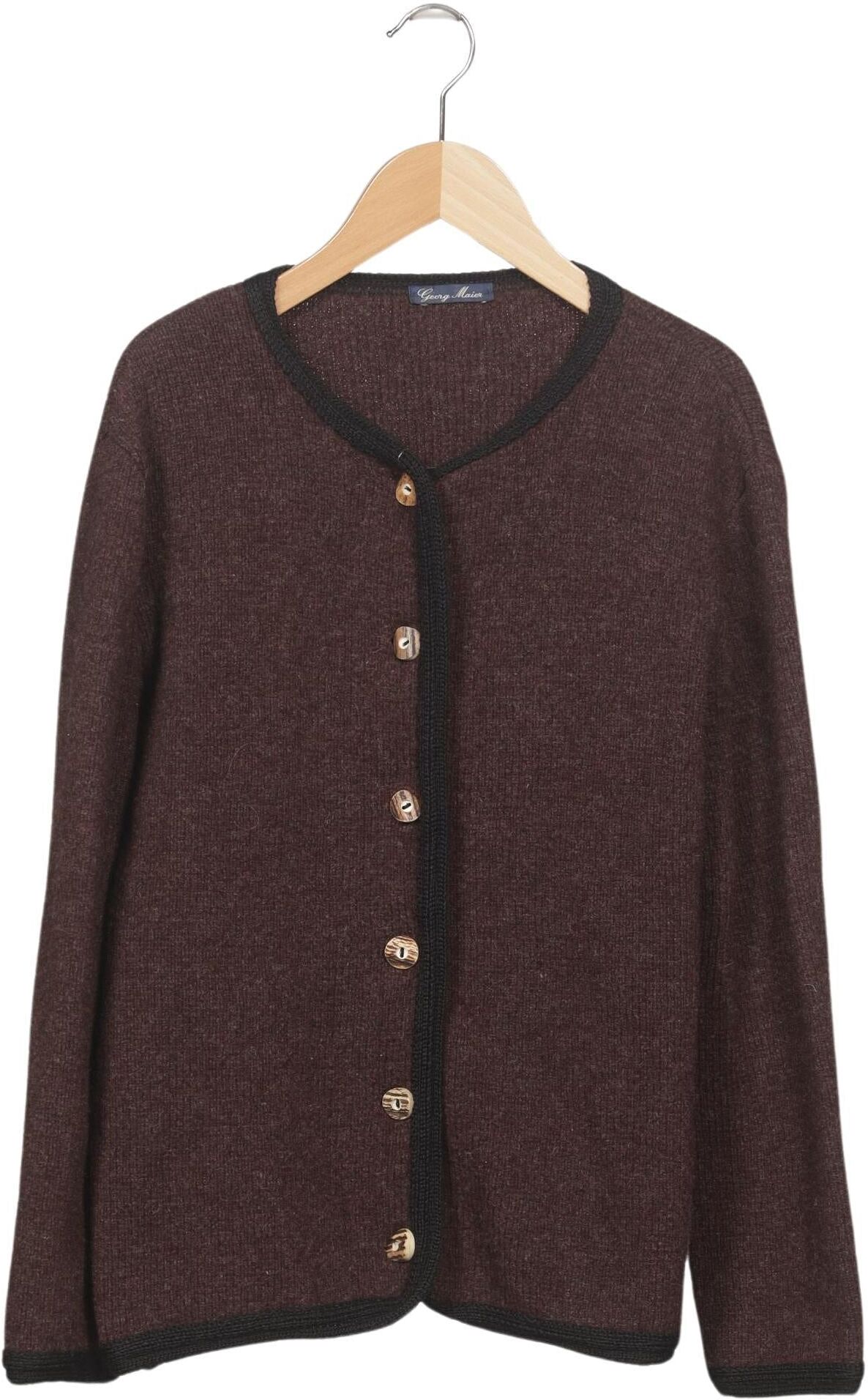 Georg Maier Damen Strickjacke, Braun, Gr. S, Schurwolle - Second Hand