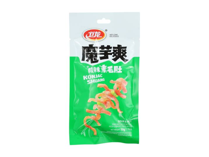 Wei Long Konjac Snack Zure en Pittige Vegetarische Pens 252 g (Bevat 28 Zakjes)