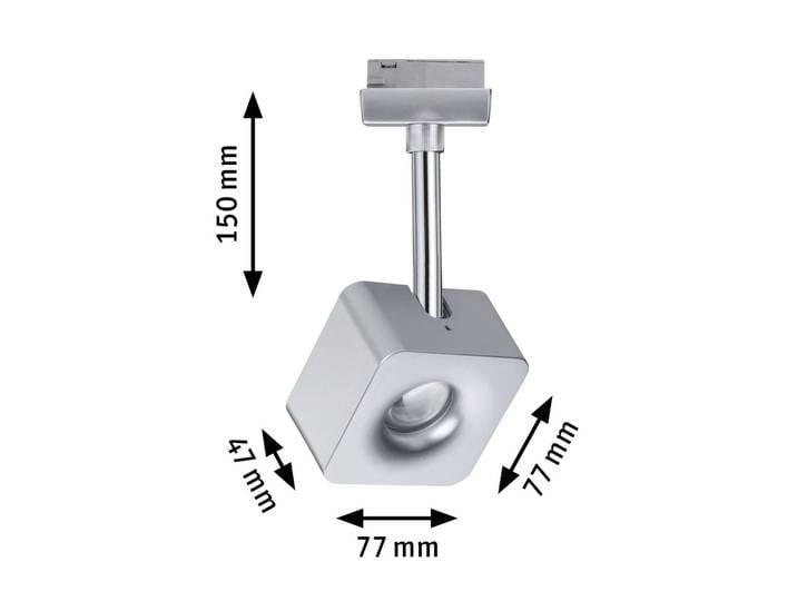 Paulmann URail Cube LED-Spot dimmbar 2.700K chrom Cube,, alu / grau / zink, für Wohn- / Esszimmer, Metall, Modern