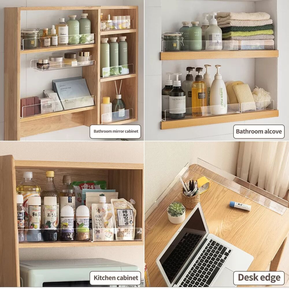 INF Transparente Acryl Regalteiler - Anti-Fall Schrank Organizer für Küche & Bad M