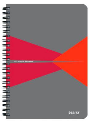 Notizbuch Leitz Office, DIN A5, kariert, Spiralbindung, Kunststoff-Einband, FSC®-zertifiziert, rot