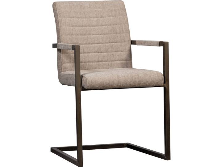 Esszimmerstuhl WOOOD Bas , beige (sand meliert), B:54cm H:87cm T:62cm, Stühle, Esszimmerstuhl, Freischwinger, gepolstert, Breite 54 cm, Metallgestell
