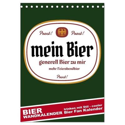 BIER Wandkalender -Trinken mit Stil (Tischkalender 2027 DIN A5 hoch), CALVENDO Monatskalender