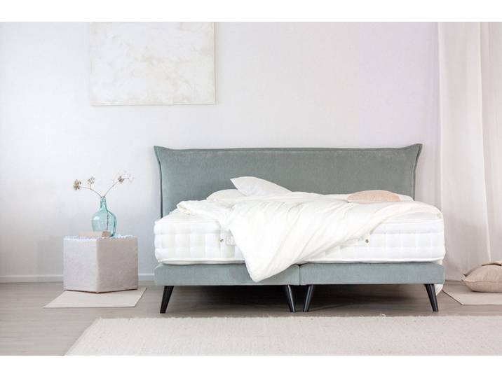 Boxspringbett PILLOW 220x200 cm - verschiedene Farben und Bezüge verfügbar - mit Matratze - mit gepolstertem Kopfteil in Kissenform