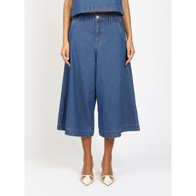 Culotte GANG "94SCALA CULOTTE", Damen, Gr. 27, Normalgrößen, blau (deep midblau), 100% Baumwolle, unifarben, relaxed fit 7/8-Länge, Hosen Culotte, mit Eingrifftaschen