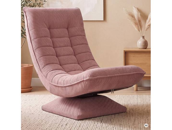 Casaria Relaxsessel Aberdeen Cord, verstellbare Lehne Drehbar Klappbar 150kg Belastbarkeit 60x105x87cm