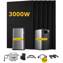 EcoFlow Stream Ultra, Solaranlage mit Speicher, mit 6 x 500W Bifazialen Solarmodulen, by Powerness - Stream Ultra + Stream AC Pro | 3840Wh / 1 x Smart Meter / Standardversand
