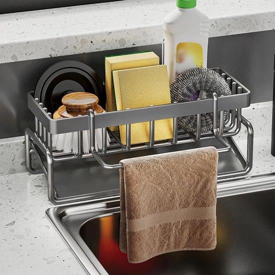 Ibenzoa Spoelbakorganizer van koolstofstaal voor keuken en badkamer, B/D/H: 23 x 10 x 9 cm