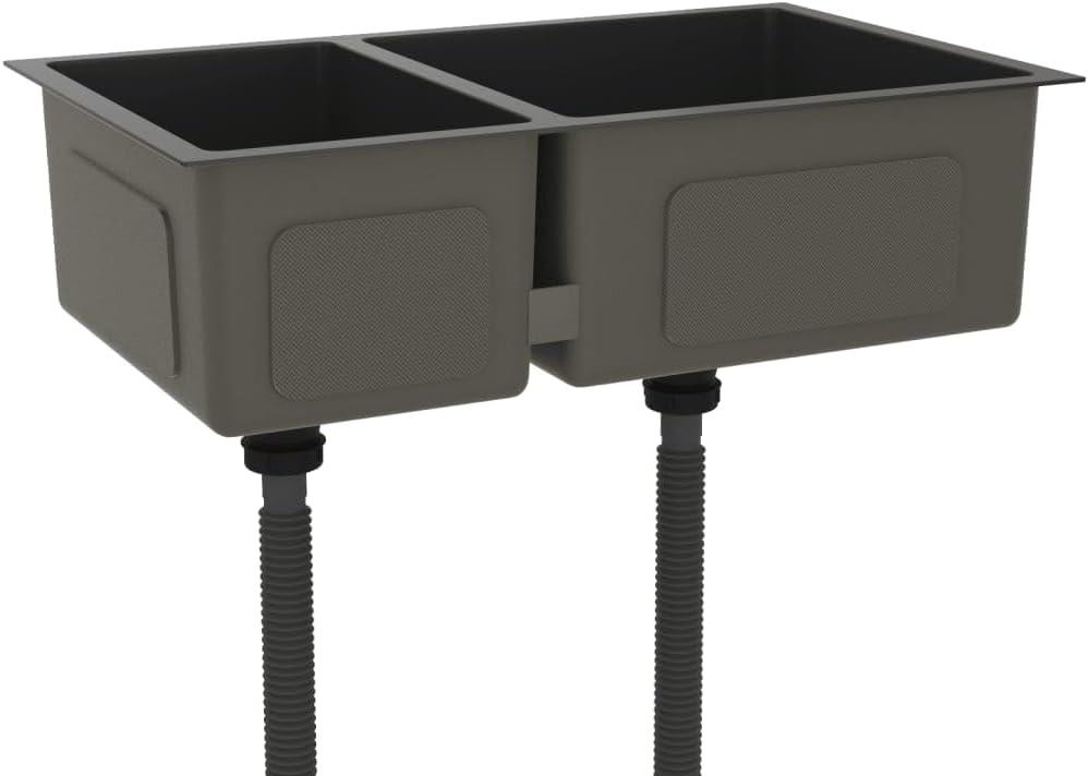 Schwarze Küchenspüle aus Edelstahl mit 90-mm-Abfluss