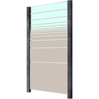 Zaun STAKET PRO, grau, Pfosten: 2 Stk., Aluminium, Glas, Zaunelemente, Glaszaun, Gesamtlänge: 1,115 m, 2 Pfosten
