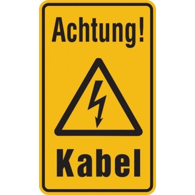 Hinweisschild, Achtung! Kabel - 120x200x0.45 mm Aluminium geprägt