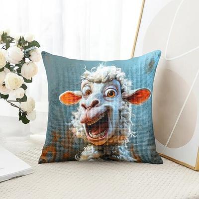 Lustiges Tier Schaf Dekorative Wurfkissenbezug 1PC Weicher quadratischer Couchkissenbezug Kissenbezug für Schlafzimmer Wohnzimmer Sofa Stuhl