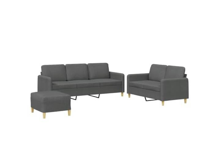 GHVBNMF 3-TLG Sofagarnitur mit Hocker Dunkelgrau Stoff 2-Sitzer & 3-Sitzer Komfortables Polstermöbel Set inklusive Fußhocker für das Wohnzimmer. Dicke Polsterung sorgt für entspannte Stunden Zuhause.