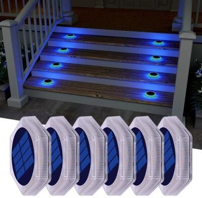 Uplift Picks 6 Pack Solar Driveway Lights IP68 Waterproof Blue LED Step Lights blue 0 5 W