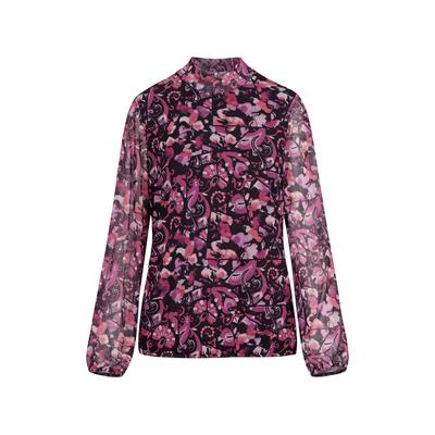 Print-Shirt GOLDNER "Mesh-Shirt mit Paisley-Druck", Damen, Gr. 40, bunt (pink, schwarz, gemustert), Shirts, stretchbequemes Mesh Shirt mit Body mit Viskosejersey unterfüttert