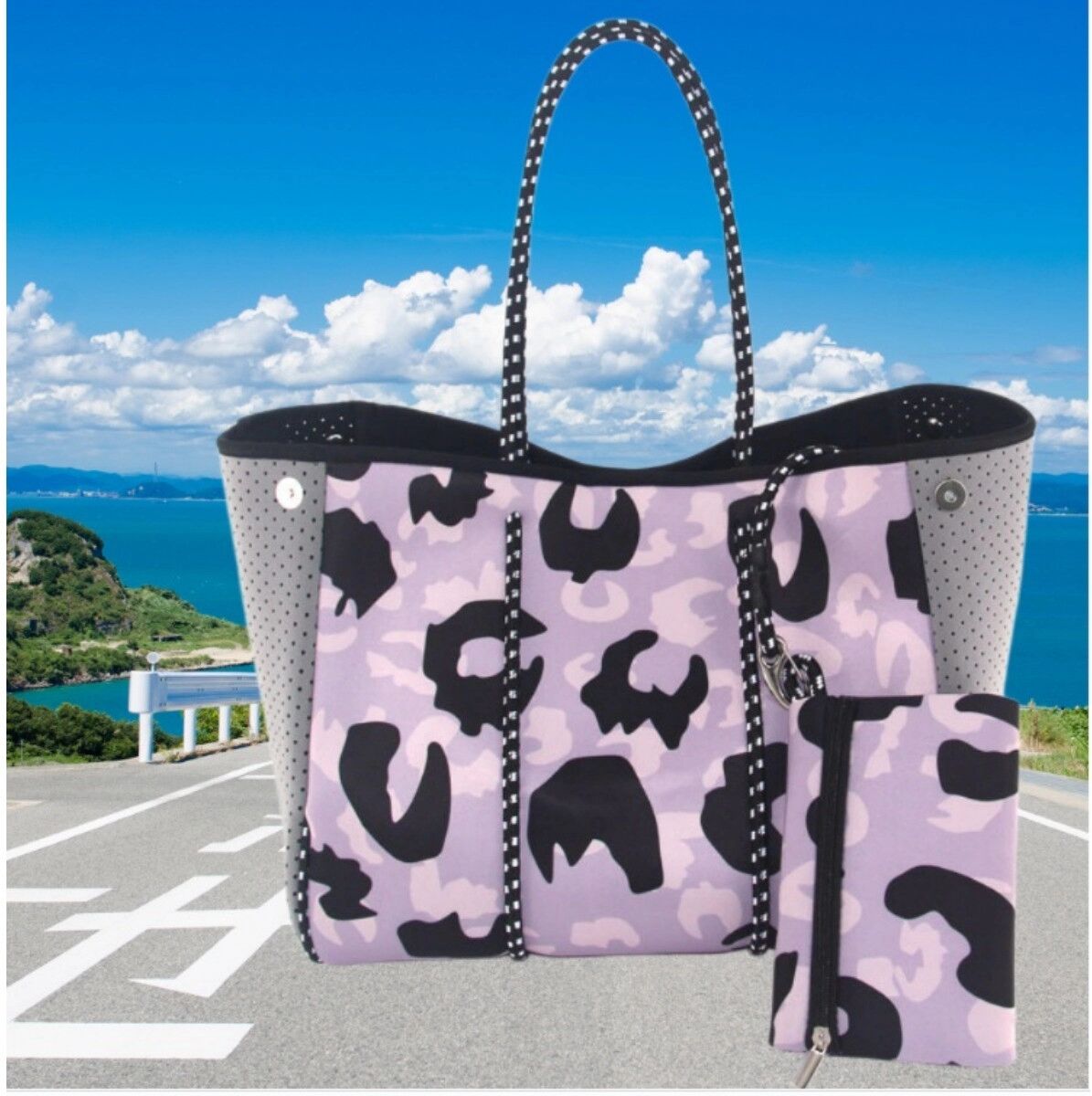 INF Neopren bedruckte Strandtasche – Wasserdicht, Geräumig 45cm x 18cm, Hand- und Schultertasche