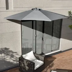 Halb-Sonnenschirm Eger Ø300 Halbrund Grau [casa.pro]