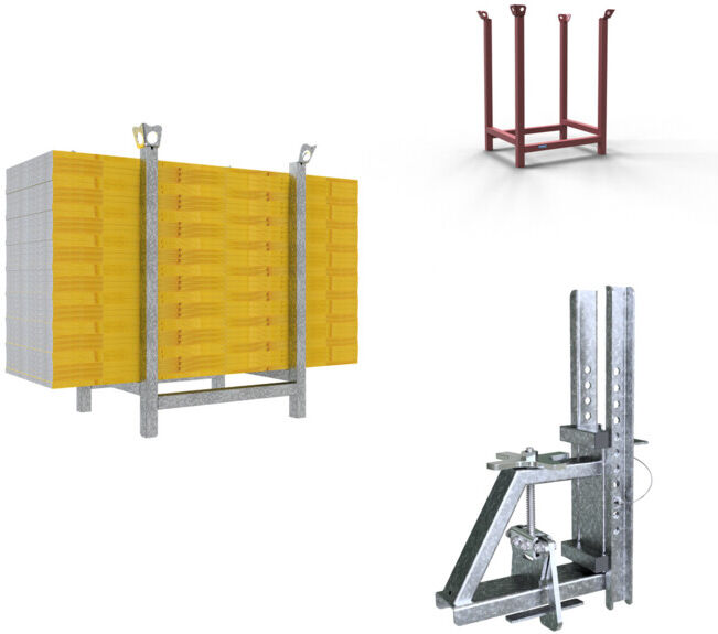 Set Schake Schalungsplatten mit Kantenschutz, Länge: 1000 mm, Breite: 500 mm, ohne Kantenschutz + Schake Schalungsplatten SET LxB 1000x500 mm + Schake Balkenzwinge + Schake Stapelpalette