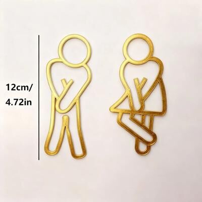 Uplifted Finds Funny Bathroom Signs For Men And Women With Creative Flat Restroom Door Design gold