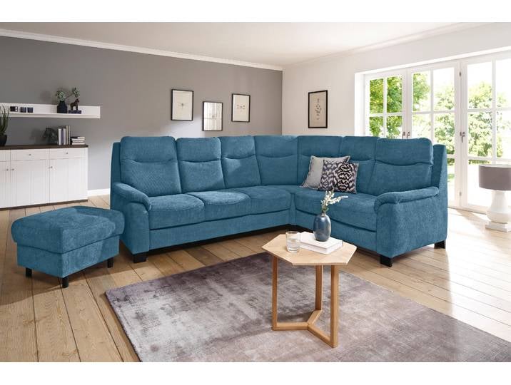Ecksofa, Blau, 265x215 cm, Strukturweich & Luxus-Microfaser, Mit Bettfunktion, Vintage, Home-affaire
