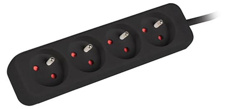 Lanberg PS0-04E-0100-IEC-BK stekkerdoos met 4 stopcontacten, type E, zwart, 1 meter