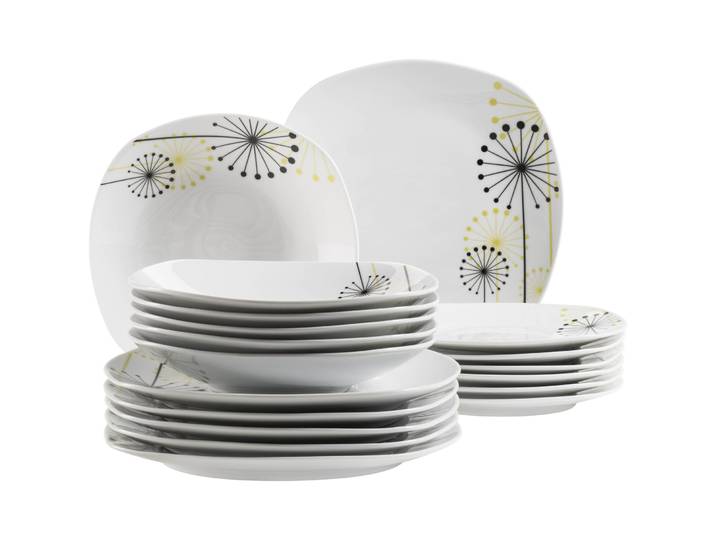 MÄSER Teller-Set Vanesa Weiss Porzellan 18 Stk - Farbe: Weiß - Teller-Set