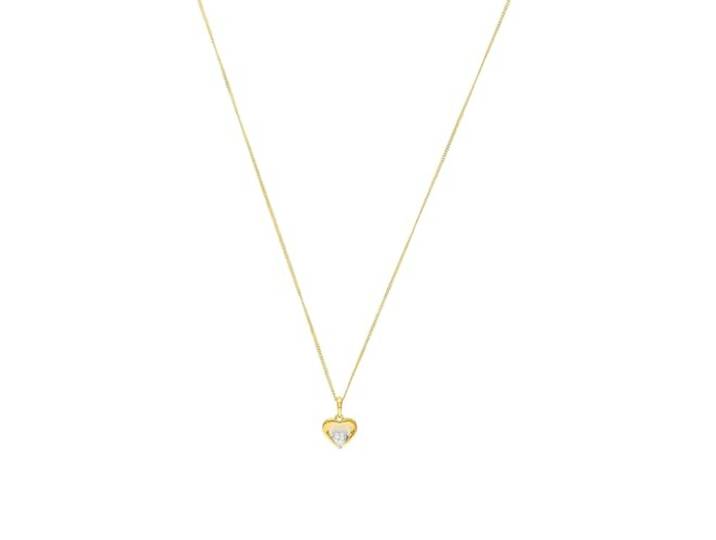 Amor Kette mit Anhänger Damen Halsschmuck, mit Zirkonia synth., 42 cm, Bicolor, Herz, Kommt in Schmuck Geschenk Box, 2014399