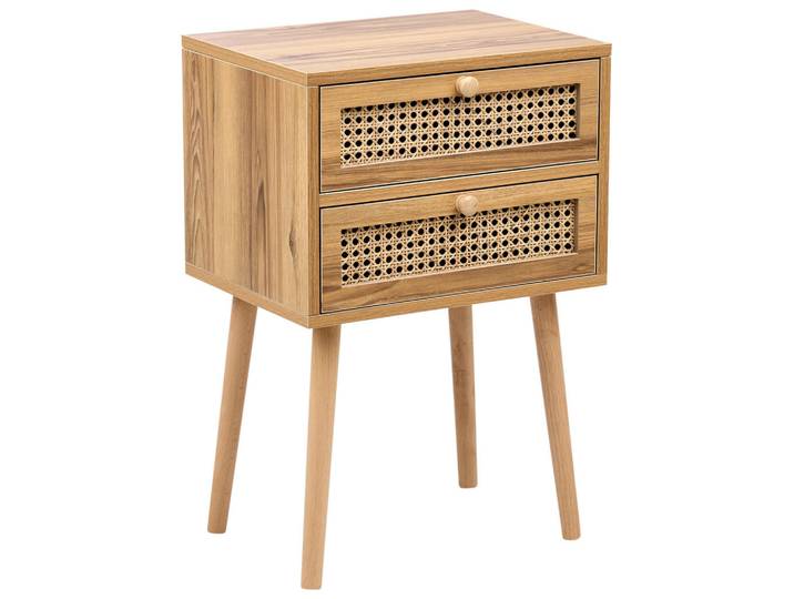 Beliani Nachttisch Hellbraun Butte, Braun, 40x60x30 cm, Schlafzimmer, Nachtkästchen
