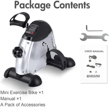 Inspired Finds Motorized Mini Under Desk Pedal Exerciser Bike With LCD Display For Leg, Arm, And Knee Workout silver