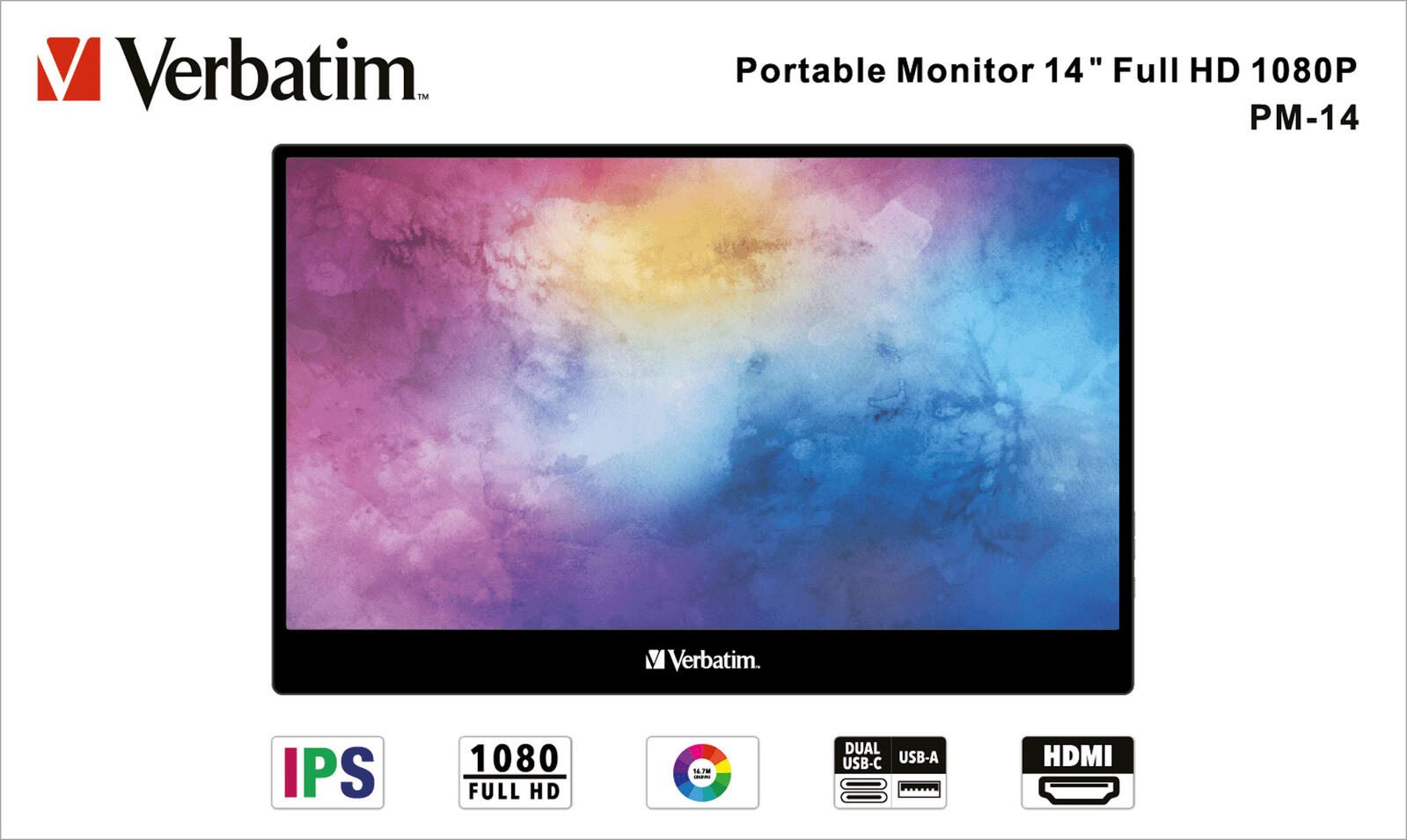 Verbatim Portable PM-14 Monitor 30,6 cm (14,0 Zoll) schwarz 49590
