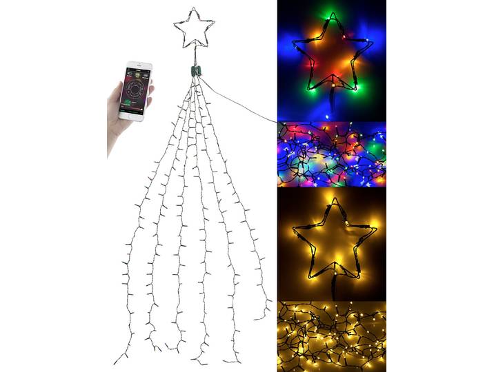 Christbaum-Überwurf-Lichterkette, 180 RGBW-LEDs, Bluetooth & App, IP44