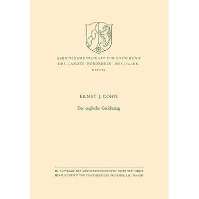 Der englische Gerichtstag, Taschenbuch von Ernst Joseph Cohn, VS Verlag für Sozialwissenschaften, 978-3-322-98168-4