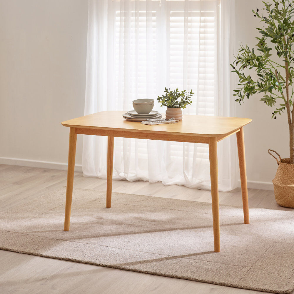 George Oliver Drea Solid Wood Dining Table - Traditional Rustic Farmhouse Kitchen Style Oak 74cm H x 118cm W x 77cm D