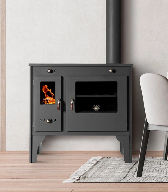 Holzofen PROMETEY Retro Eco 7 kW Gusseisenplatte Kochherd Kaminofen