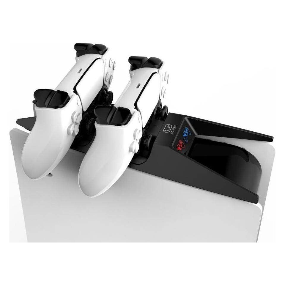 Saitake Doppelte Ladestation "Dock" für Sony PlayStation 5 (PS5)-Controller in Konsolenform - Schwarz, Weiss (PS5) (SAITAKE)