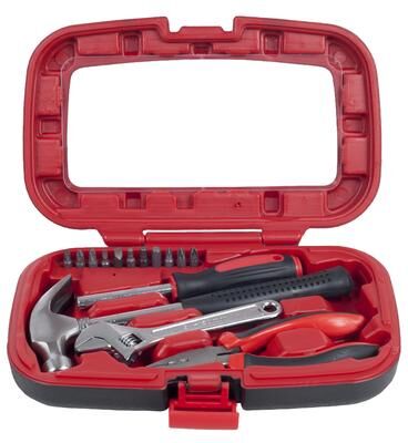 15-Piece Tool Set - Household Tool Kit with Hammer, Multi-Bit Screwdriver Set, Pliers, Wrench- Tools and Equipment by Stalwart