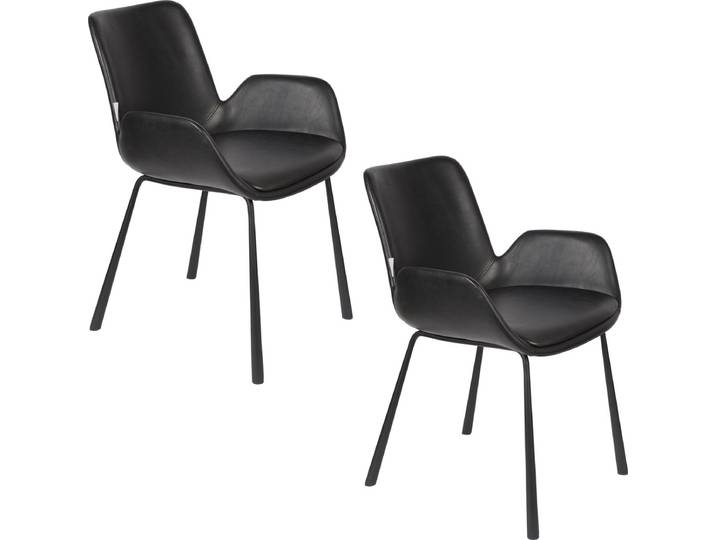 Zuiver Brit LL Eetkamerstoelen Armleuning Zwart - Set van 2