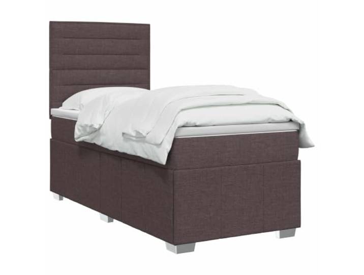 vidaXL LED Boxspringbett mit Matratze Dunkelbraun 90 x 200 cm Stoff Coole Beleuchtung für modernen Stil, Höhe anpassen für deinen Komfort, Verbesserung des Schlafs mit Bewegungsisolierung
