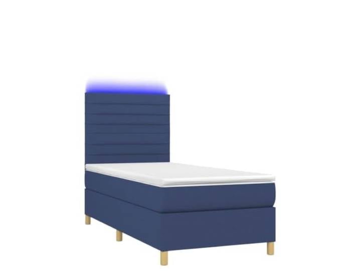PUGYNBK Boxspringbett, Matratze, LED-Lichter, Stoff, Blau, 80 x 200 cm Verstellbares Kopfteil, Taschenfedern, atmungsaktiver Schutz, manuelle Montage im Lieferumfang enthalten