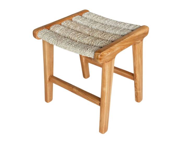 Tabouret en teck et corde tressé
