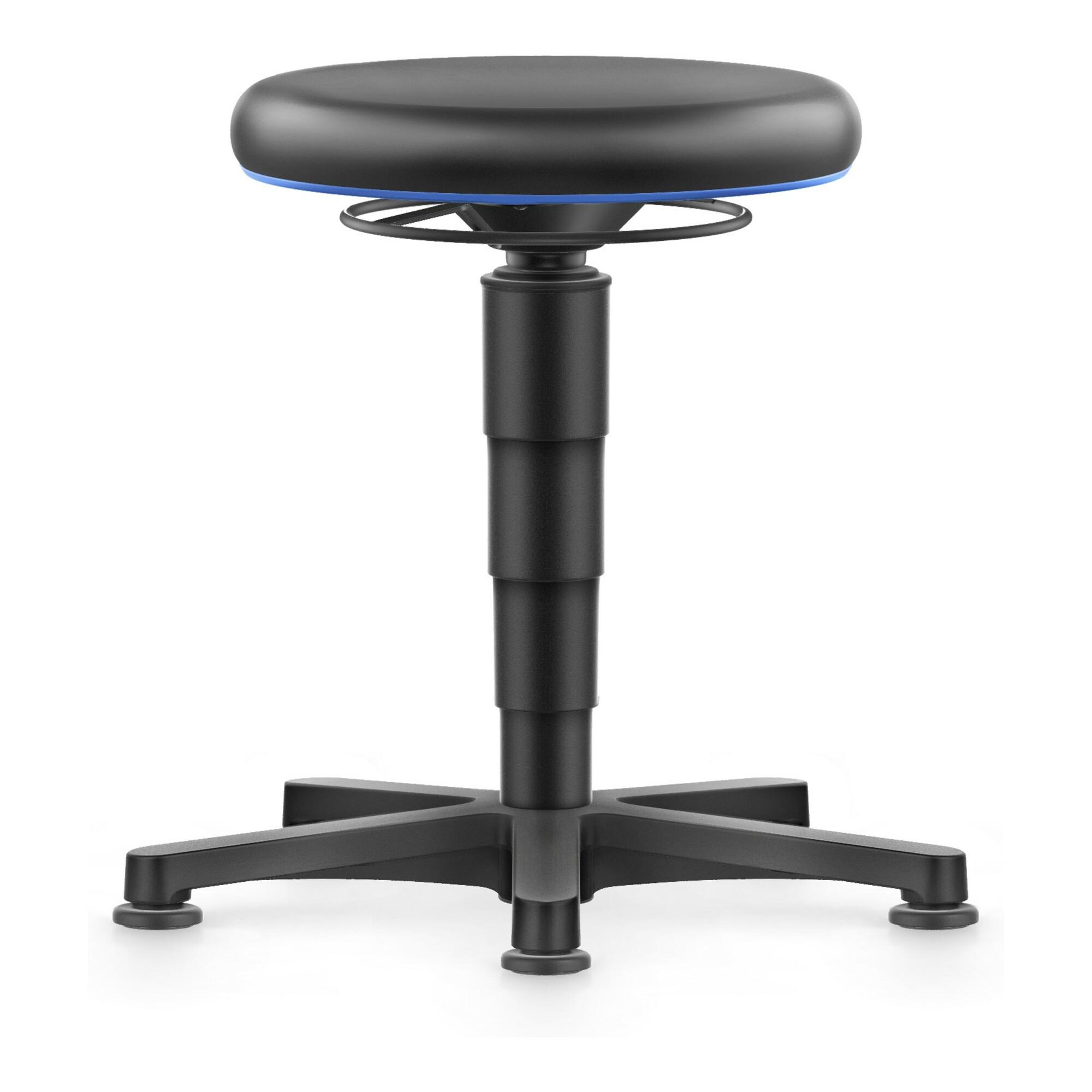 bimos Allround Hocker mit Gleiter, Kunstleder schwarz, Sitzh.450-650 mm, Farbring blau (9460-MG01-3277)