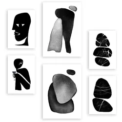 POSTER Set Mit 6 Datenlose Köpfe In Liebhaber Abstrakt Ästhetische Dekorative Gemälde Für Ihr Wohnzimmer, Schlafzimmer, Zuhause A3 & A4 Rahmenlos