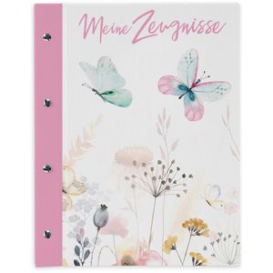 itenga Zeugnismappe 33105469, mit Motiv, A4, Buchschrauben erweiterbar Schmetterling, 12 Hüllen
